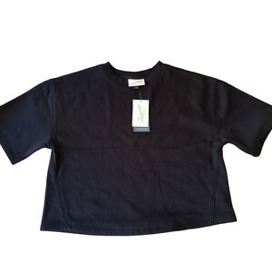 Universal Thread Women’s XS Fleece Crew Neck Short Sleeve Sweatshirt Top Black
